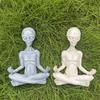 Yoga Aliens Figurine Meditating Sitting Aliens Resin Statue Sculpture Home Office Desktop Garden Decoration Ornament Christmas Festival Gift