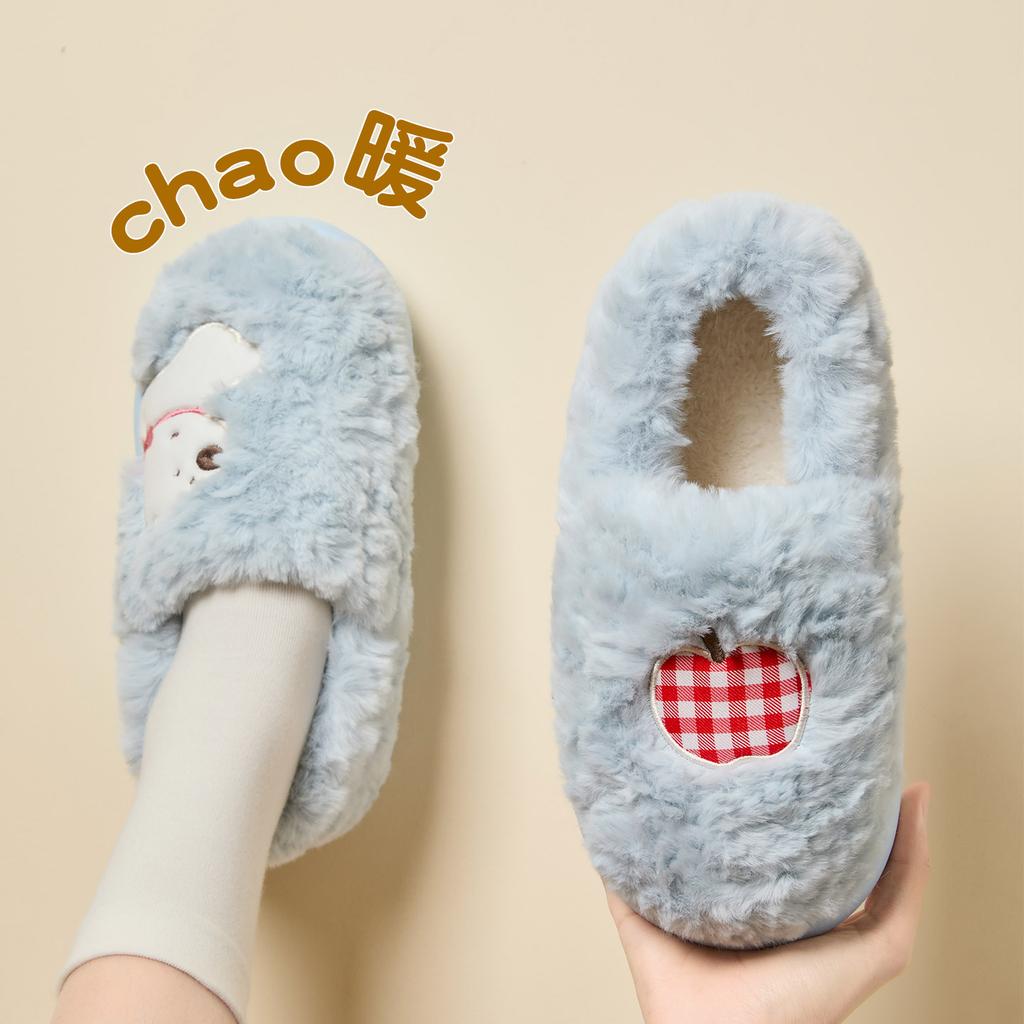 Cute Bag Heel Cotton Slippers Autumn and Winter Indoor Home Thick-soled Non-slip Plush Warm Plush Cotton Shoes