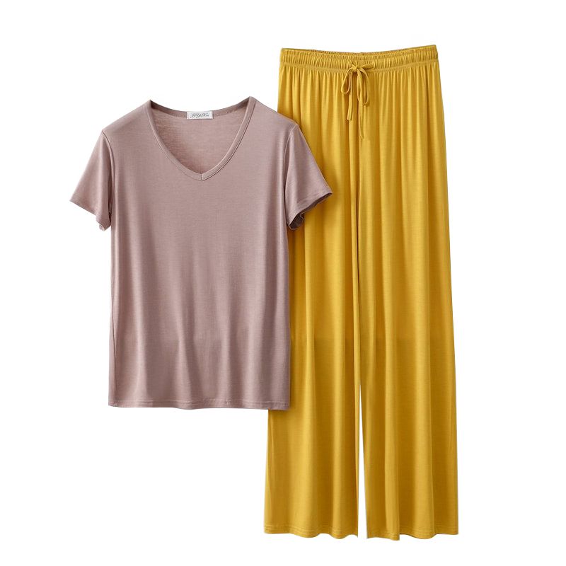 Women's Loose Casual Pajama Sets V-neck T-shirt and Pants