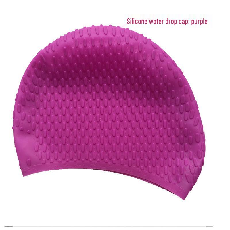 Water Drop Non-Slip Swim Cap for Women - Comfortable, Waterproof, and High Elasticity for Long Hair.