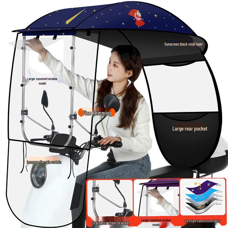 Thickened Electric Bicycle & Motorcycle Sunshade Rainproof Canopy