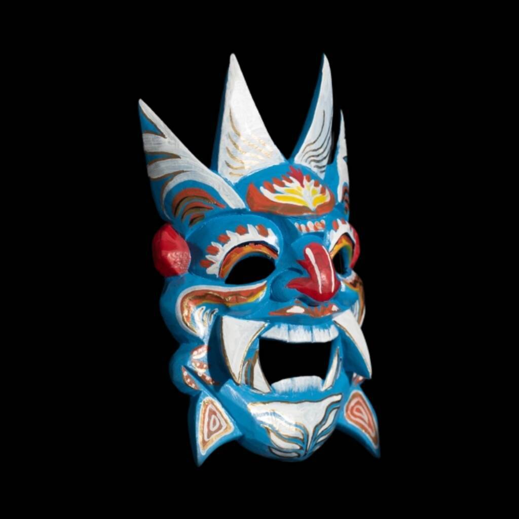 Halloween cos Ghost play mask, Japanese sacrificial costume props, Halloween carnival, horror ghost entertainment Nuo Opera Mask