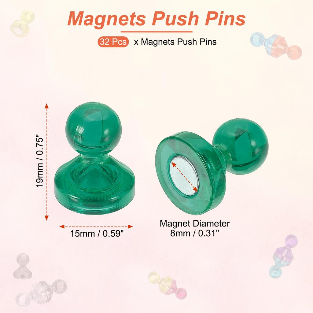 32Pcs Magnets Push Pins Strong Fridge Magnets Magnetic Whiteboard Decorative Thumbtacks for Refrigerator Locker Calendar Office