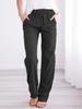 Summer Women's Clothing Solid Color Cotton Linen Drawstring Loose Casual Wide Leg Pants