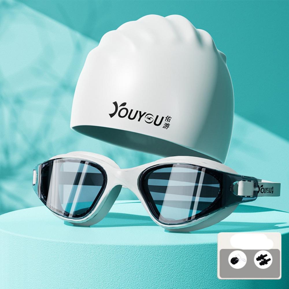 with Nose Clip Adult Swimming Goggles Set Anti-fog Diving Eyewear  Water Sports