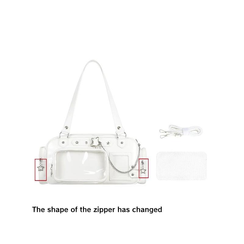 Kawaii Transparent Ita Bag Large Capacity Crossbody Bag For Show Anime Pins Chain Design Casual Daily Shoulder Bag For Students