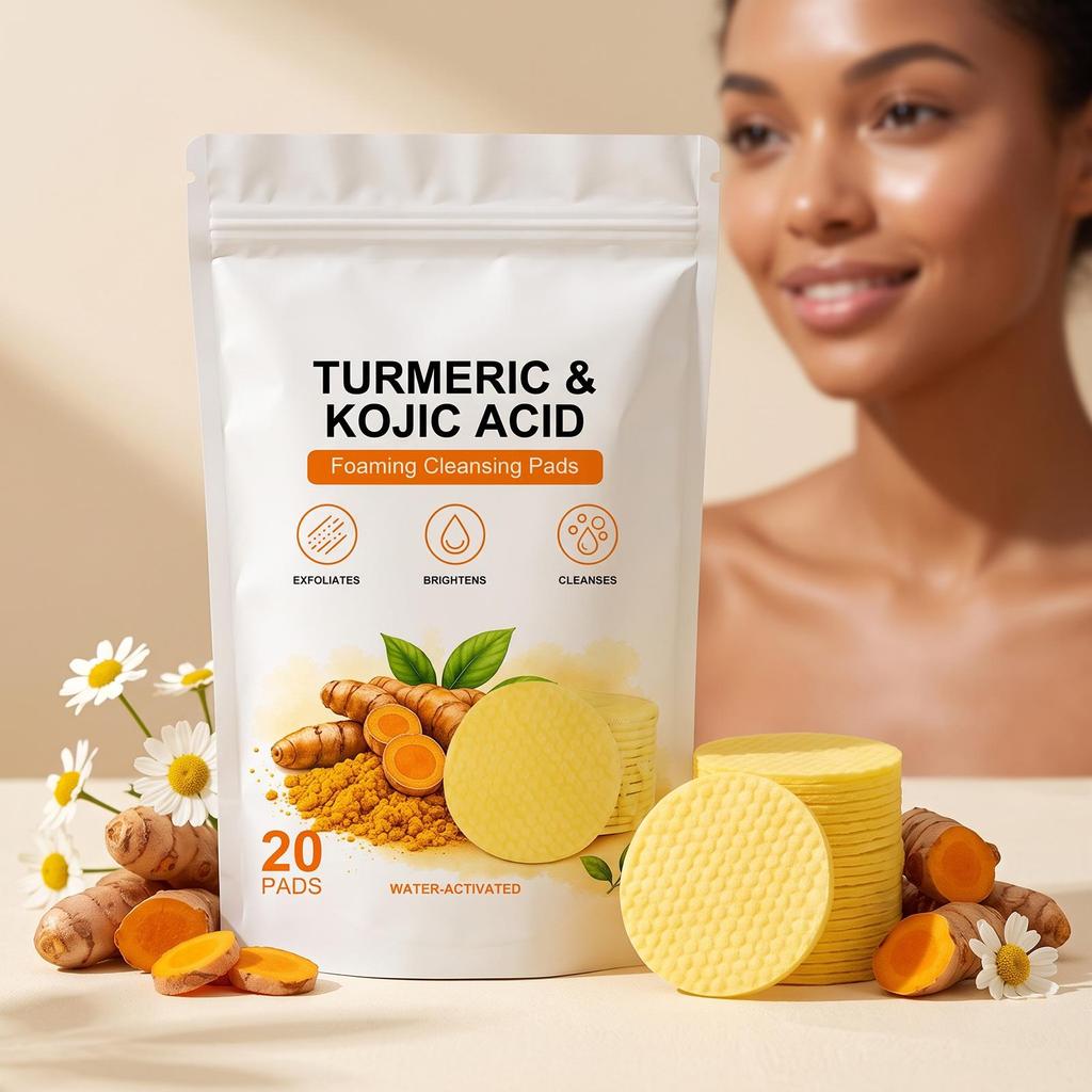 Turmeric Skin Brightening Cleaning Gasket Water-exposed Foaming Plant Extract Skin Cleansing Gentle Care Portable Cleaning Gasket