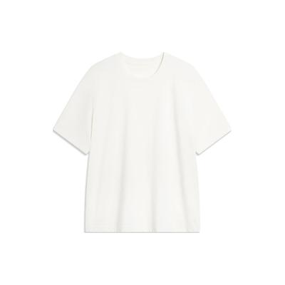 Li Ning China Color Series Solid Color Round Neck Short Sleeve T-Shirt Men Tops Cream AHSU297-4