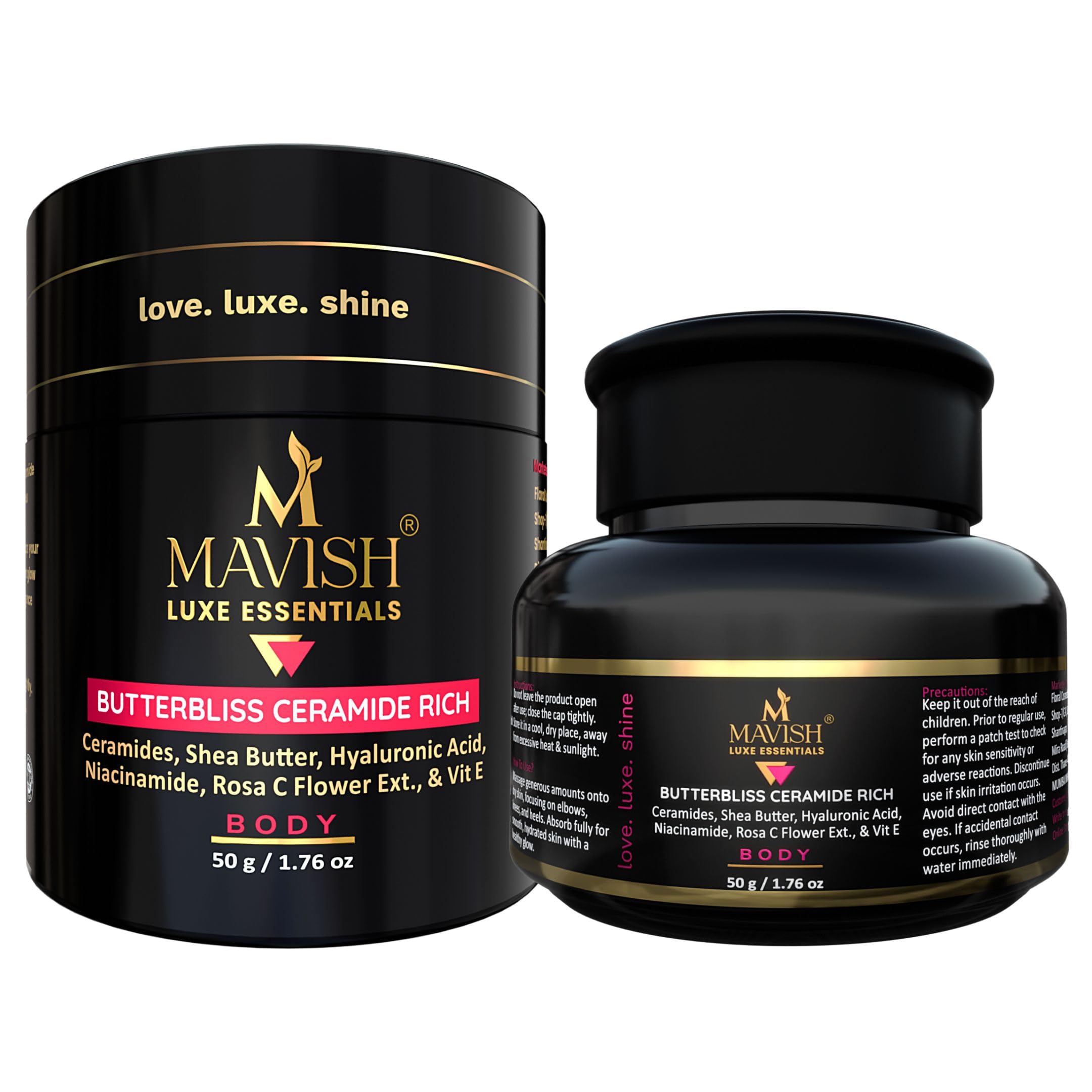MAVISH’S Butterbliss Creamide Rich For Body | Ceramide, Shea Butter, Hyaluronic Acid With Niacinamide, Rosa C Flower Extract & vitamin E Combinatio