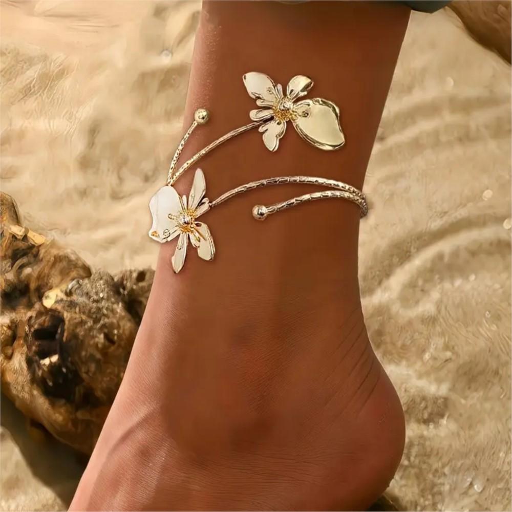Elegant Temperament Adjustable Floral Anklet for Women Fashion Summer Vocation Pattern Foot Chain  Parties