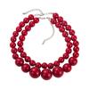 Retro Double Layer Resin Beaded Necklace - Exaggerated Layered Handmade Collarbone Chain