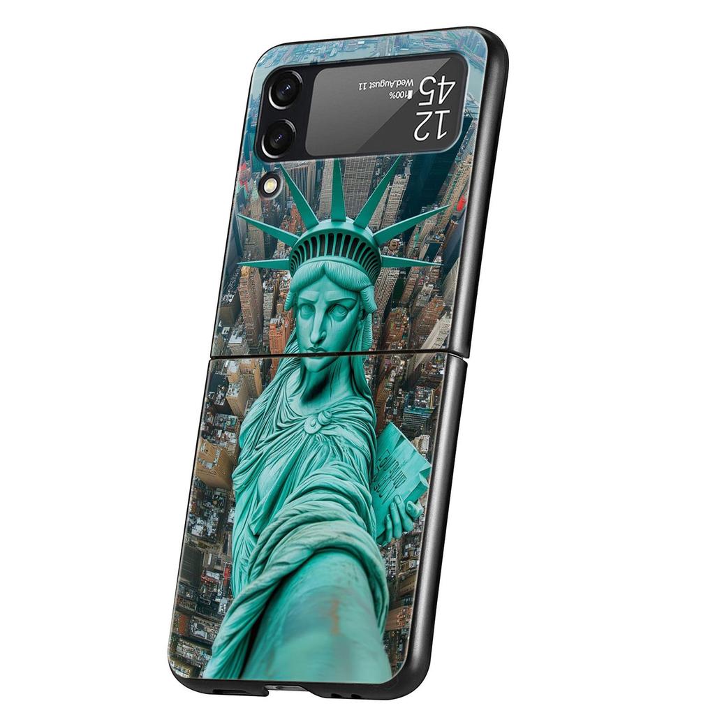 Phone Case for Samsung Galaxy Z Flip 3 4 5 6 7 Folding For Samsung Z Flip4 Flip5 PC Hard Cover NYC New York City Seaside Scenery