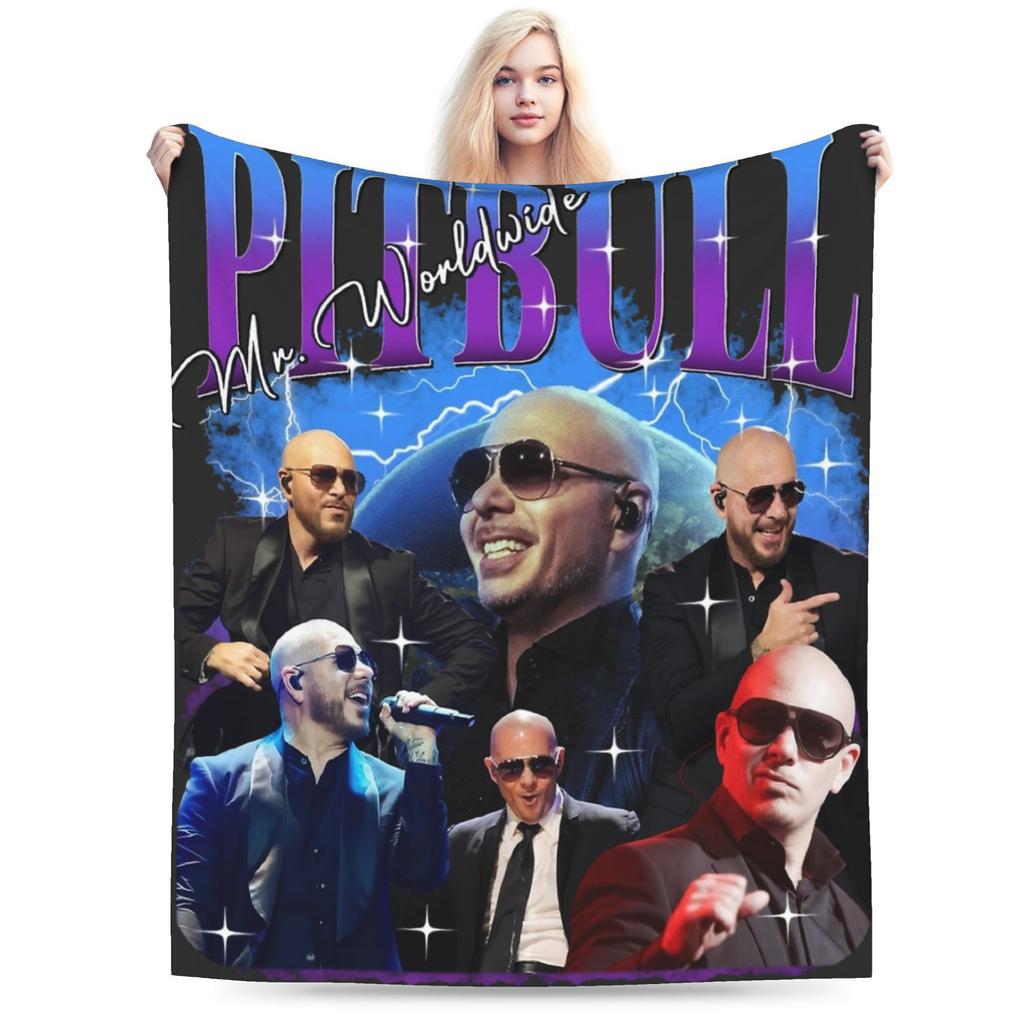 Soft Warm Blanket Camping Pitbull Mr.Worldwide Bedding Throws Flannel Bedspread For Couch Chair Fluffy Sofa Bed Cover
