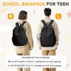 School Backpack Black Waterproof Bookbag Casual Lightweight Laptop Travel Rucksack Daypack School Bags for Boys Girls Teens
