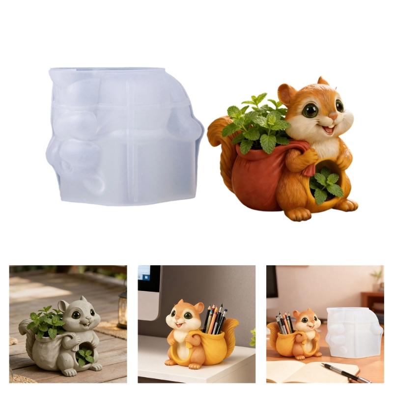 Easy Releasing Squirrel Silicone Mold Planter Molds Suitable for Creating Unique Resin Crafts and Decorative Holders