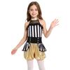 Costume Jumpsuit da Domatore di Circo per Bambina Senza Maniche Patchwork Vita Sovrapposta Romper Metallico
