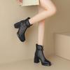 Brown Thick High-heeled Square-headed Short Boots 2025 New Summer Versatile Martin Boots Thick-soled Small Women's Net Boots