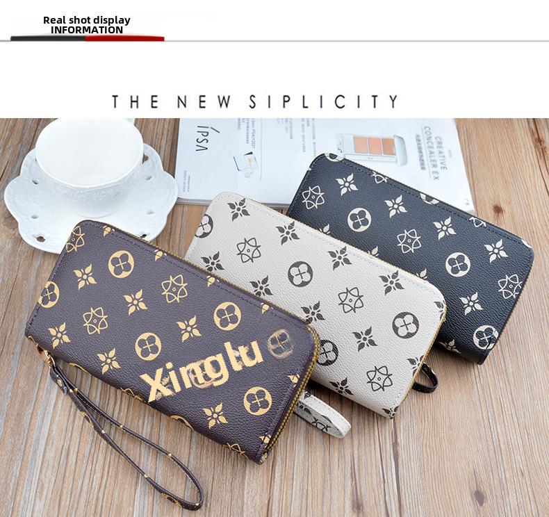 Pochetă lungă cu fermoar dublu pentru femei - Portofel la modă de capacitate mare cu buzunar pentru telefon