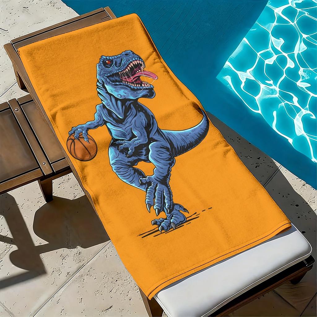 Cartoon-Stil Tyrannosaurus Rex Muster Polyester Mikrofaser Strandtuch ist hochsaugfähig geeignet für Schwimmen und Strandausflüge
