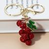 Luxury Rhinestone Grape Keychain, Fashion Car Key Ring Pendant, Cute Bling Key Accessory for Women Girls Gift