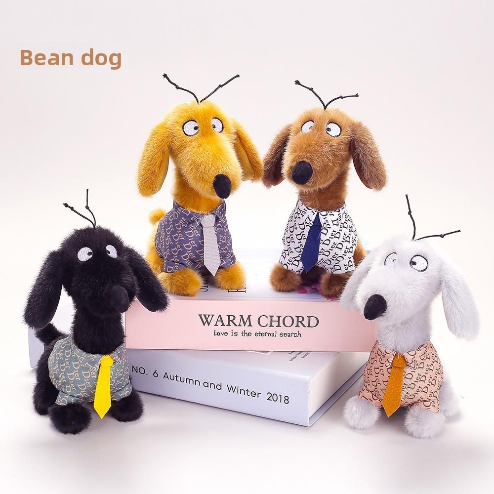Humble Dung Beagle Plush Keychain With Tied Bow For Gift And Bag Decoration