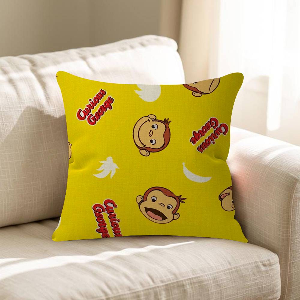 Curious GGeorge Monkey Cushion Cover Pillowcase Upholstery Sofa Throw Pillow Home Decor Pillowcas