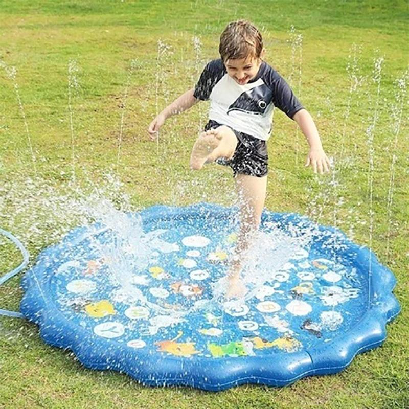 100Cm Inflatable Splash Pad Water Play Mat With Sprinklers Age 3 4 5 6 7 Years Old Toddler Water Toy