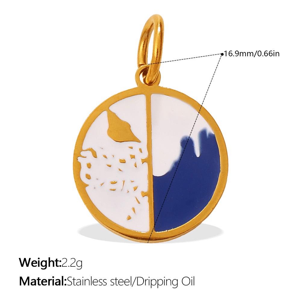 Sun, Moon, and Stars Geometric Oil Drip Pendant