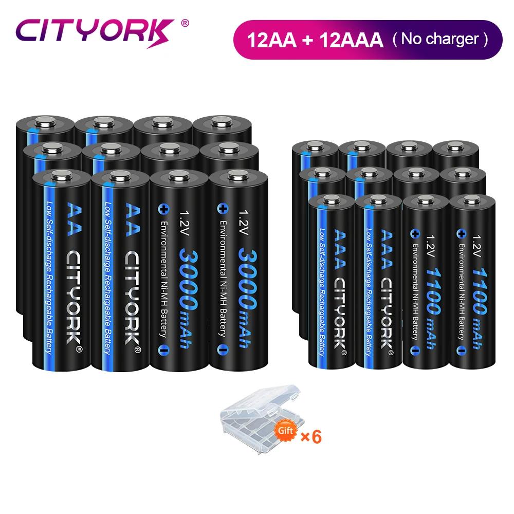CITYORK AA rechargeable battery + AAA battery Rechargeable batteries 1.2V AA AAA NIMH NI-MH Battery Low Self Discharge Battery