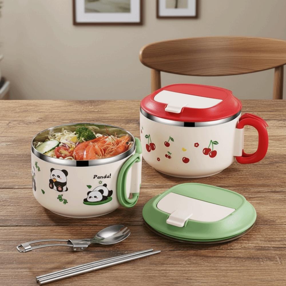 Stainless Steel Rice Soup Bowl 1000ML Fruit Salad Bowl Portable Rice Bowl  Kitchen Supplies