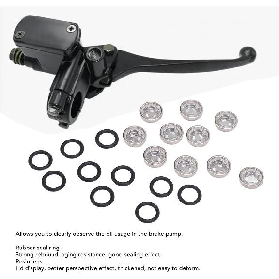 Bnineteenteam Brake Cylinder Reservoir Sight Glass, 10pcs Brake Master Cylinder Sight Glass with O Ring Motorcycle Brake Master Cylinder Window for