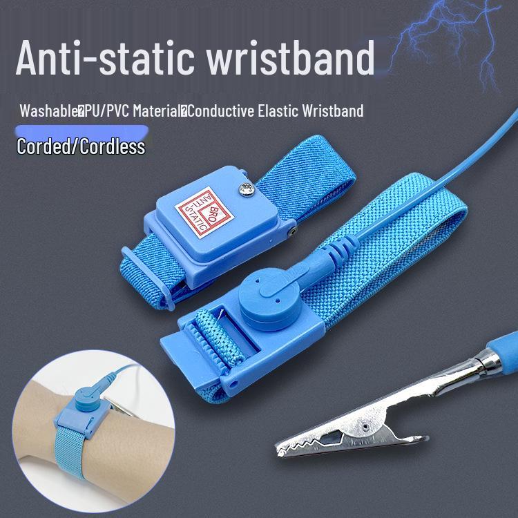 Wireless Anti-static Wristband with Cordless Strap for Workshops Blue Cordless Wristband (Posh Bag)