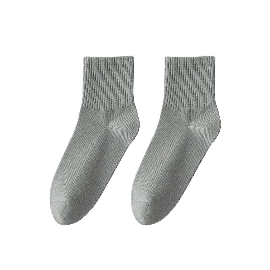Men's Cotton Socks for All Seasons - Solid Color Mid-Calf Socks - Sweat Absorbing, Odor-Preventing, Antibacterial Socks - Casual Socks