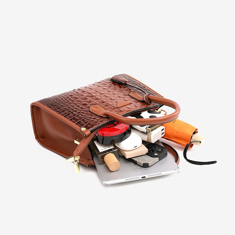 New women's new sewing thread women's bag personalized Korean version single shoulder crossbody portable crocodile pattern tote bag