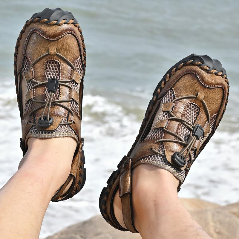 Sandale de vară pentru bărbați Sandale cu plasă de exterior Saboți moi Sandale pentru bărbați Papuci de casă Sandale handmade Sandale romane de exterior