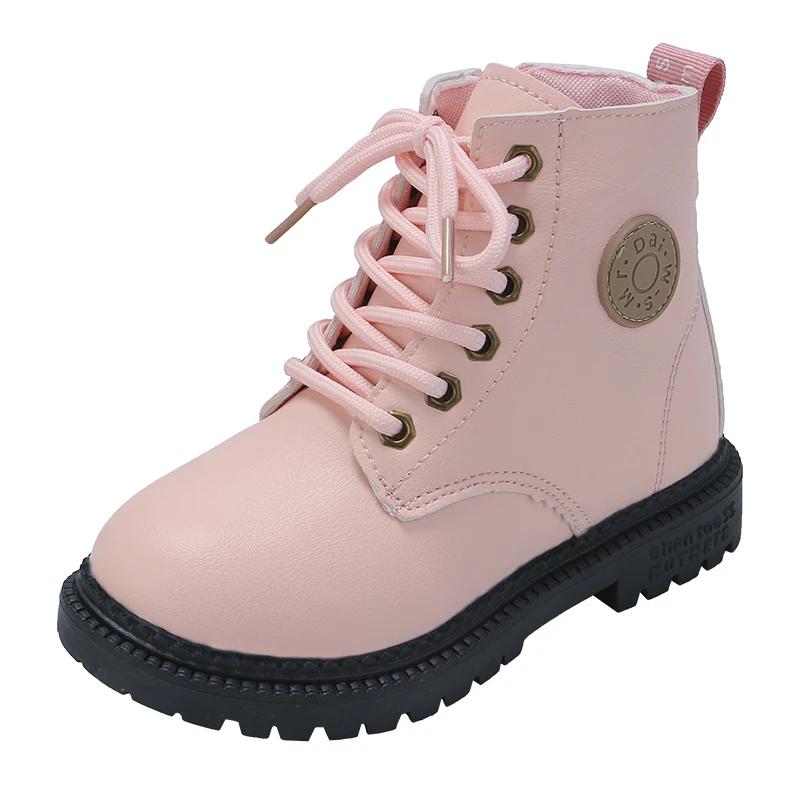 Children Fashion Boots for Boys Girls Autumn Winter Warm Cotton Kids Tide Boots Motorcycle Rubber Boots Zipper Ankle High Soft