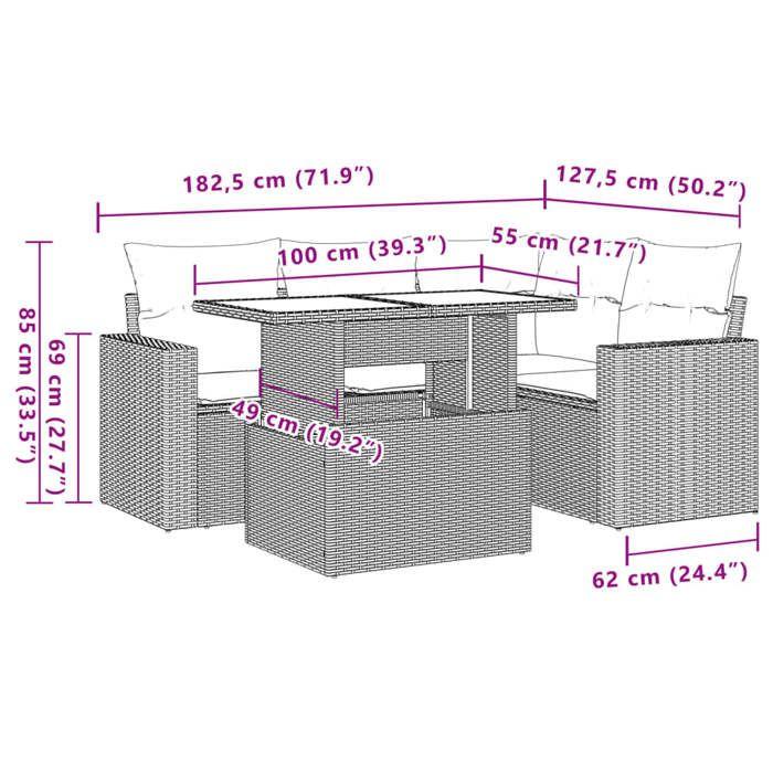VidaXL Salon de jardin 5 pcs avec coussins noir résine tressée 3267245