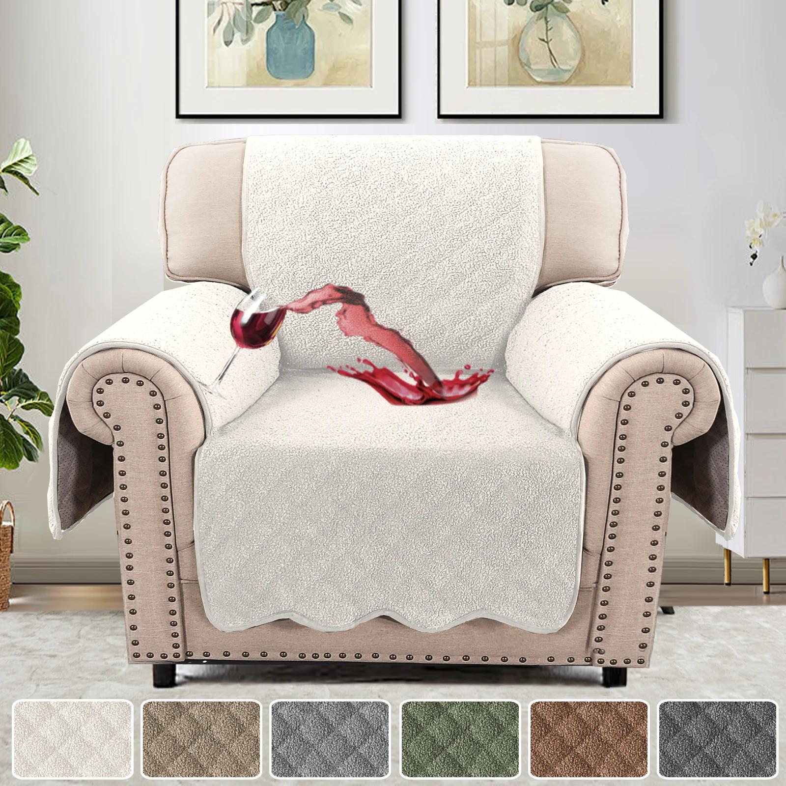 

Нескользящая подложка и эластичные ремни Водонепроницаемые чехлы для кресел Флисовый чехол для дивана Плотная защита для мебели 1-Seater белый