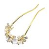 Miaomyao U-Shaped Hairpin, Japanese Kimono Hair Accessory, Yukata, Formal Wear, Wedding, Party, Gift - Elegant Gold Flower with Pearl & Cubic
