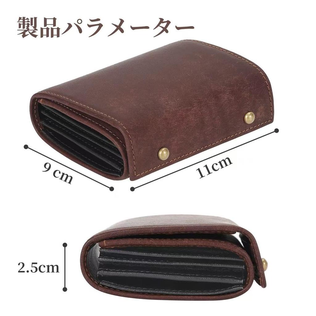 Bifold Italian Mini Compact Wallet with Coin Large [prosperous] Men's Wallet, Leather, Wallet, Box-Shaped Purse, Capacity, L-Shaped Wallet, Women's