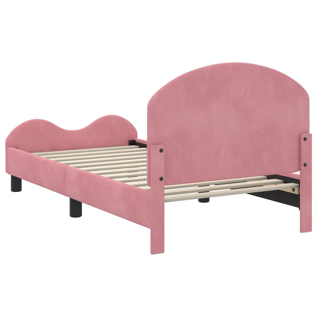 Children s Bed Frame with Headboard Pink 80 x 160 cm Velvet