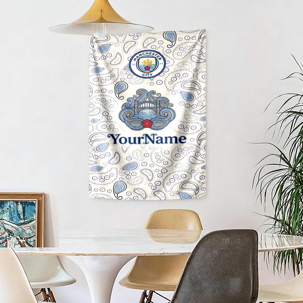 Manchester City Benutzerdefinierte Ihr Name Wanddekoration Wandteppich Kunst Für Haustier-Gedenken Geburtstag Hochzeitsparty Kulisse Familien Geschenk