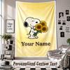 Custom Tapestry Wall Hanging, Snoopy Peanuts Personalized Name Text Home Wall Decor