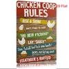 Funny Chicken Coop Rules Metal Tin Sign    Rustic Iron Wall Art with Humorous Chicken  Egg Design Vintage Farmhouse Decor