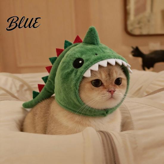 Unique Pet Gift for Cat Lovers Cute Dinosaur Hat Cats Soft Plush Funny Headwear Trendy Costume Social Media Photos with Shark Design Novelty