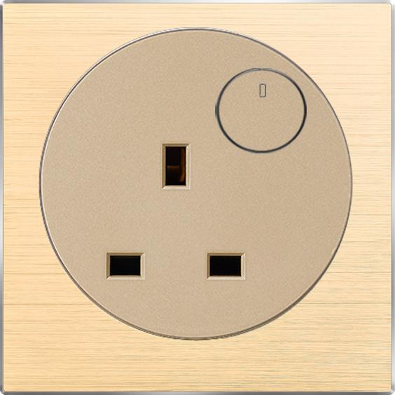 Hoge Kwaliteit Retro Stijl Aluminium Wandlichtschakelaar - Koffiekleurige LED Indicator met Resetknop Universele Elektrische Socket