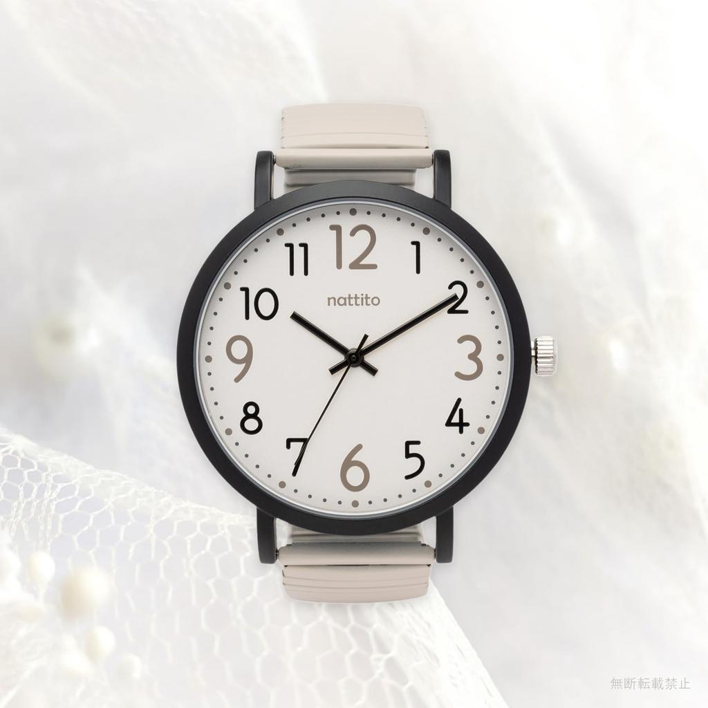 Fieldwork Analog Watch with Metal Band and Accordion Stainless Simple Greco Women's Strap, Steel, Design, Beige, ST300-1