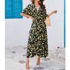 Women's Casual And Fashionable Deep V-Waist Dress, Seaside Beach Vacation Dress