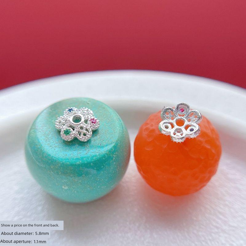 

Ancient Style Silver Accessories Argent Pur Rhinestone-Encrusted Receptacle Bead Cushion Spacer Beads Spacer Gasket DIY Bracelet Ornament Accessories LA511 925 silver flower torus beads spacer(Single)