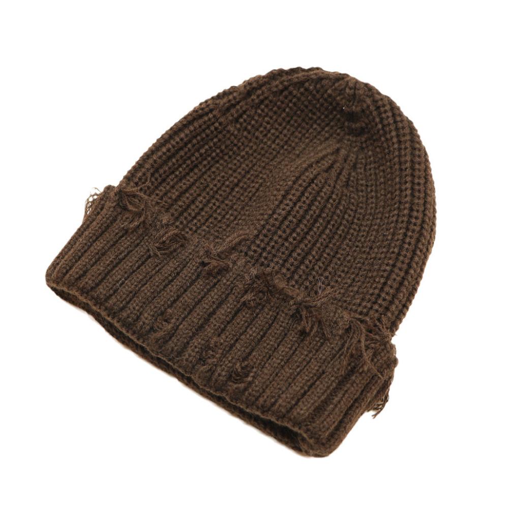 Hot Sale Distressed Customized Winter Beanies Hats Embroidered Logo Label Attach